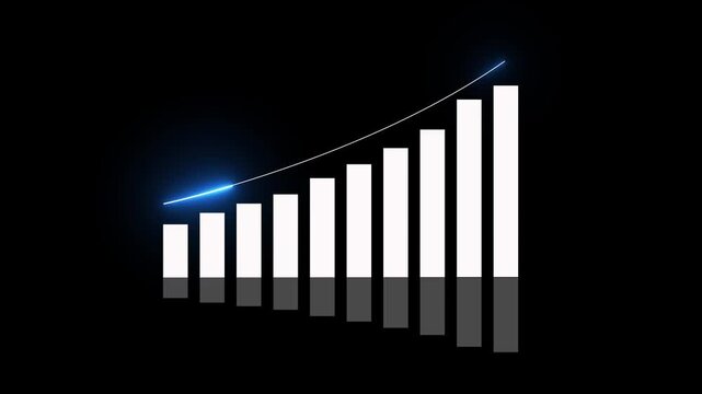 Growing financial statistics graph animation, motion graphic about business infographic graph going up, suitable for business development, income reports and increasing profits. Growing financial.