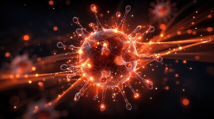 Glowing dynamic energy plasma with molecular structures representing scientific research and technological innovation