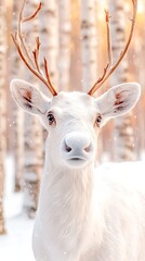 White Deer in Snowy Woods