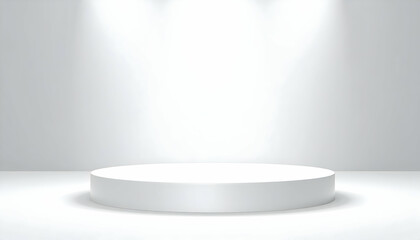 White Round Podium on a Bright Studio Background