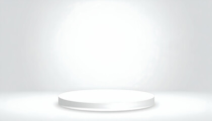 White Round Podium on Light Gray Background