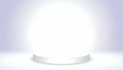 White Round Podium on a Light Purple Background