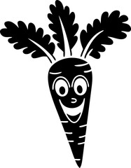 Happy cartoon carrot with green leaves and smiling face, perfect for children themes