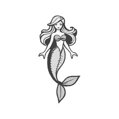 Iconical Grayscale Mermaid Design