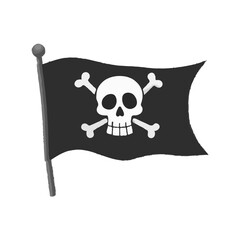 Iconical Grayscale Pirate Flag
