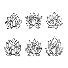 Delicate Lotus Petals Simple Line Art Vector Graphic