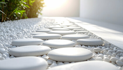 White Stone Path in a Serene Garden