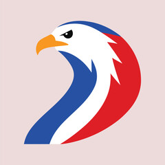 Fototapeta premium Patriotic eagle head vector illustration in red white and blue color scheme
