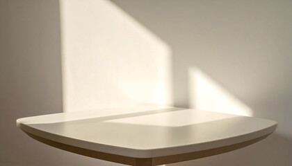 White Table Illuminated By Sunlight In A Minimalist Interior