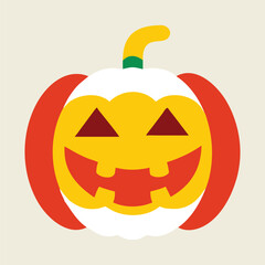 Minimalist halloween pumpkin illustration flat design colorful and cheerful vector graphic