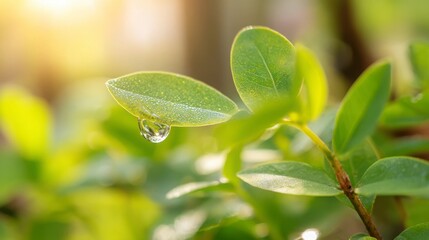 Vibrant green leaves cradle a dew-covered Earth globe, symbolizing hope and harmony with nature.