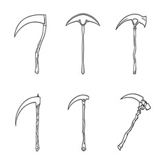 hand drawn scythe farming instrument line art style