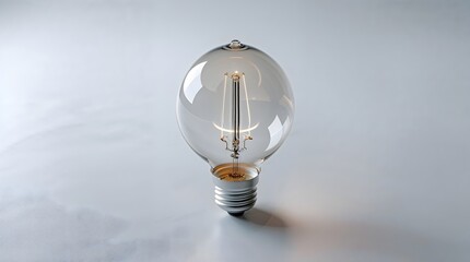Bright light bulb on a white background, symbolizing illuminated ideas and electric power