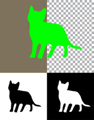 Vector illustration of domestic animal silhouettes including a cat 