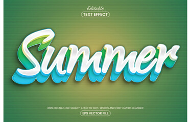 Bright Summer 3D Text Effect, Editable Tropical Style