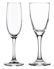 set of empty mimosa glasses with different shape isolated on white