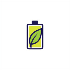 Eco Leaf Battery icon –Battery with Green Leaf for Sustainability Apps
