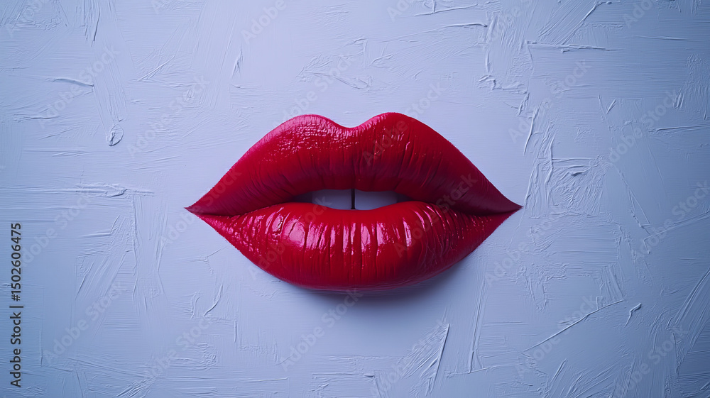 Aufkleber glossy red lips on textured background create bold and striking visual impact