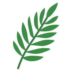 Minimalist Tropical Leaf Icon Flat Green Botanical Elements