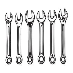 line art wrench vector design mechanic tool outline image