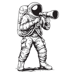 astronaut looking through telescope image vector