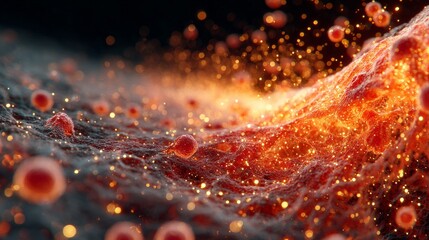 Chaotic Immune Microenvironment with Excessive Activity in Vibrant Red and Orange Tones