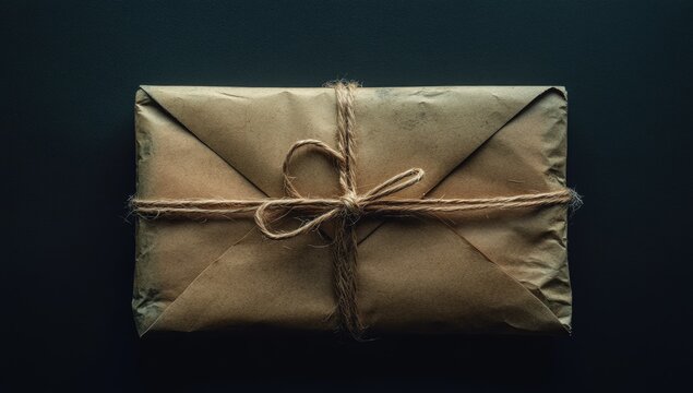 Simple kraft paper package tied with twine
