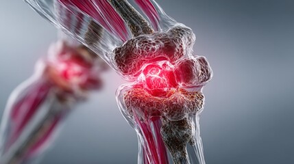 Detailed 3D Rendering of the Hip Joint Anatomy with Highlighted Features and Structures