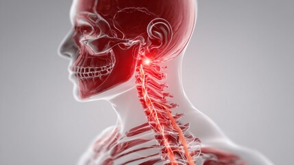 Highly Detailed 3D Anatomical Illustration of Human Skull and Neck Anatomy and Structures
