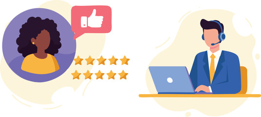 Feedback Flat Illustration Customer Satisfaction and Support Service, High-Quality Visual Representation,
customer service, call center, vector illutration