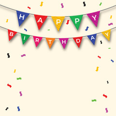 happy birthday card with confetti background