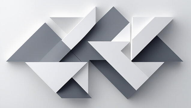 Minimalist Geometric Art Abstract Triangles Modern Design Shadows Grey White Angular Shapes Contemporary Pattern