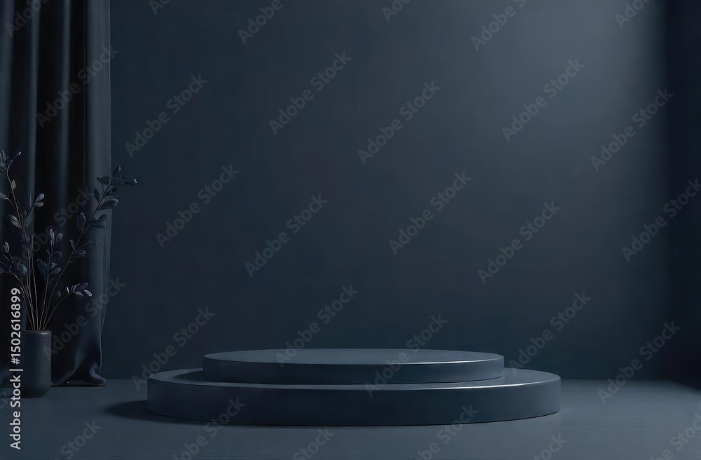 Poster minimal dark elegant product placement scene vector. realistic podium, product display ad presentati