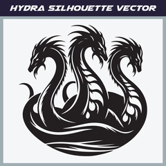 Mythical hydra silhouette vector illustration