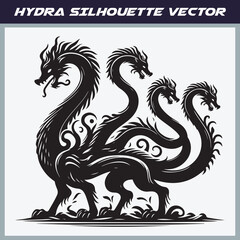 Mythical hydra silhouette vector illustration