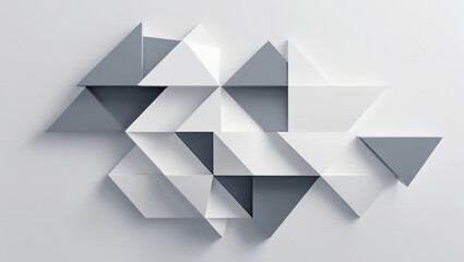 Fototapeta premium Abstract Geometric Triangle Design Modern 3D Pattern Triangle shapes Polygonal Art Gray White Architecture Design