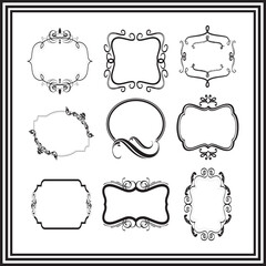 Vintage Decorative Frame Vectors – Elegant Scroll & Flourish Label Borders Set