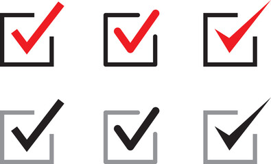 赤と黒のチェックボックス チェックマークのセットイラスト