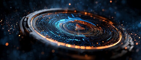 Glowing Blue and Orange Circuit Style Tech Wallpaper