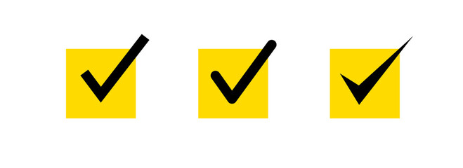 3パターンの黒と黄色のチェックボックス