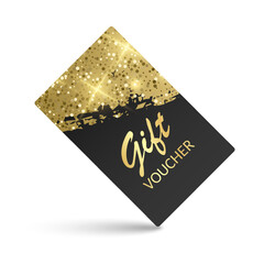 Elegant Gift Voucher Card with Golden Glitter Sparkle