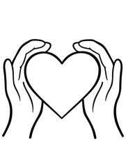Heart Gesture Vector Drawing – Printable Romantic and Symbolic Coloring Sheet