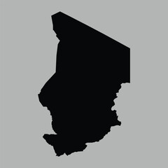 Chad Map Grey With Black Background