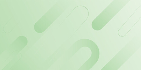 White abstract wide banner background with green geometric shapes. Minimal geometric. Modern futuristic concept. Suit for cover, header, business, presentation