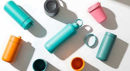 Colorful Water Bottle on White Background