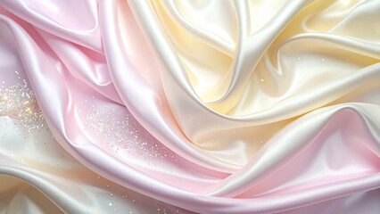 キラキラな高級感あるピンクと黄色のサテンの背景素材

