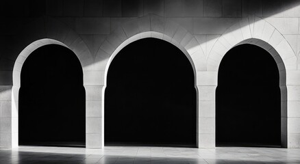 Three arched openings, light streaming in