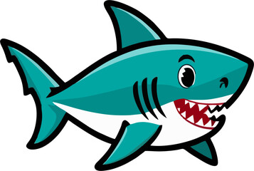 Obraz premium icon shark flat vektor