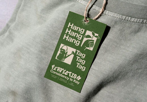 Mockup Hang Tag on a T-Shirt Design Display