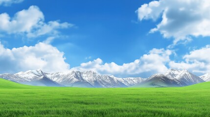 Fototapeta premium Lush green grassland under a blue sky